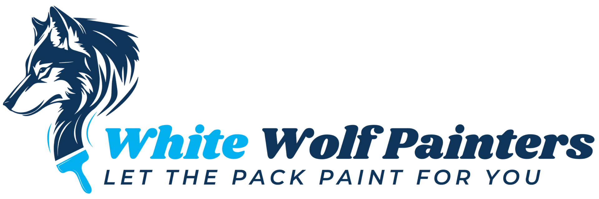 A green background with blue lettering and the words " wolfe pack paint ".