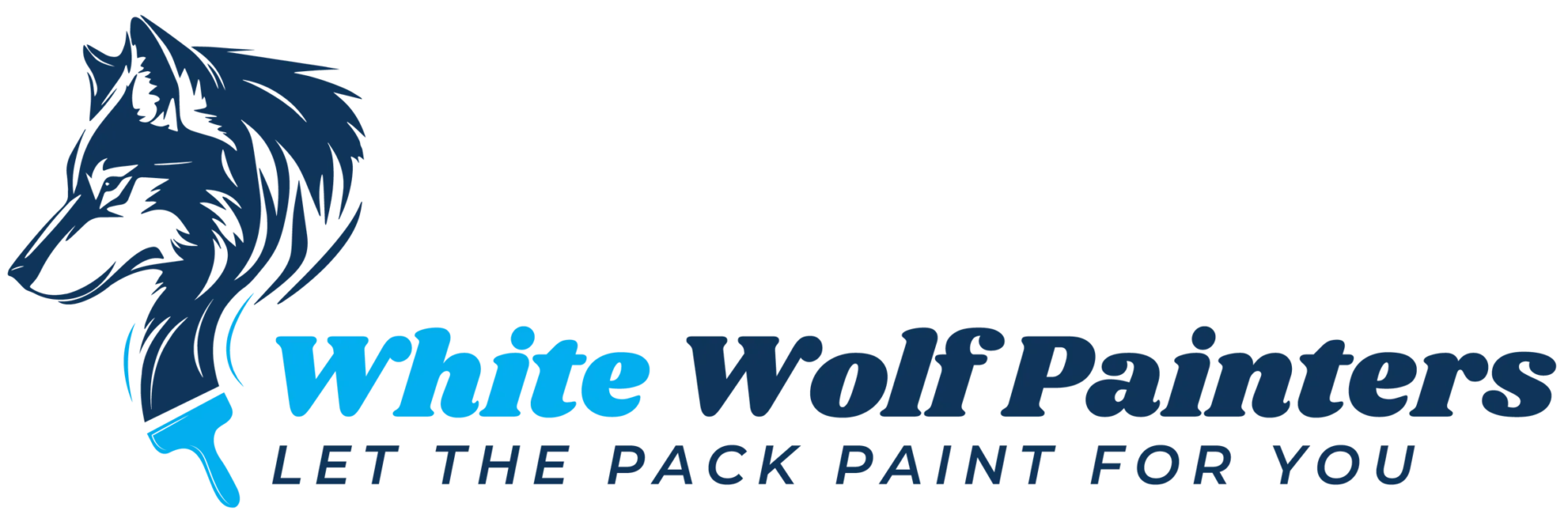 A green background with blue lettering and the words " wolfe pack paint ".